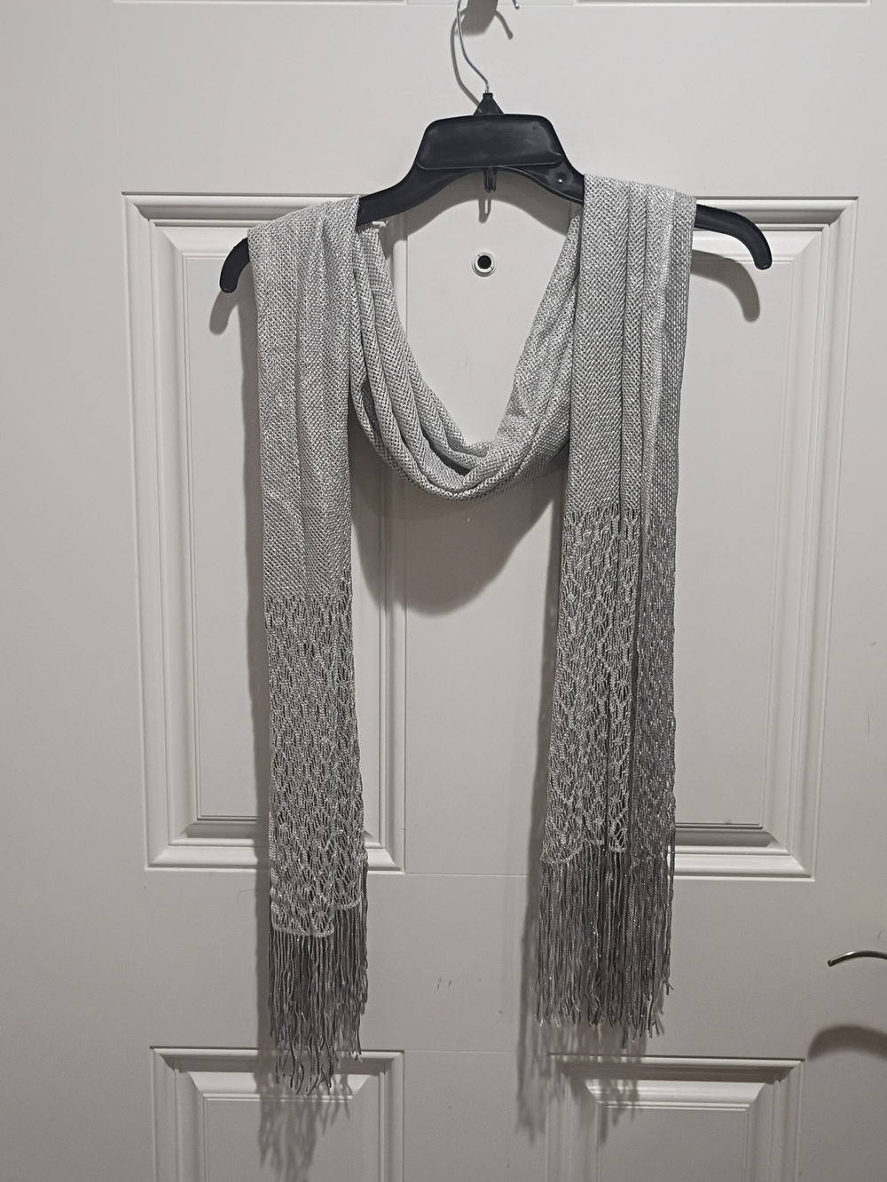 Light Gray Fringe Knit Scarf Wrap